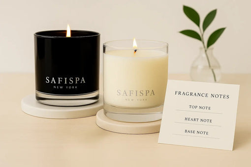 SaFiSpa luxury scented soy candles with fragrance notes