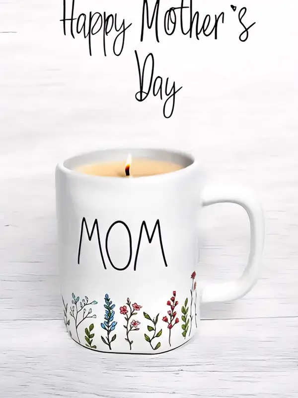 Beautiful Mother's Day Stoneware Mug  Reusable Candle