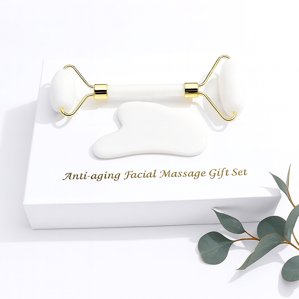 Unlock a youthful glow with our Jade Roller & Gua Sha Set. Promotes smoother skin, reduces puffiness, and enhances radiance.