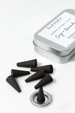 Hand-dipped charcoal incense cones, small-batch crafted for aromatherapy and home fragrance