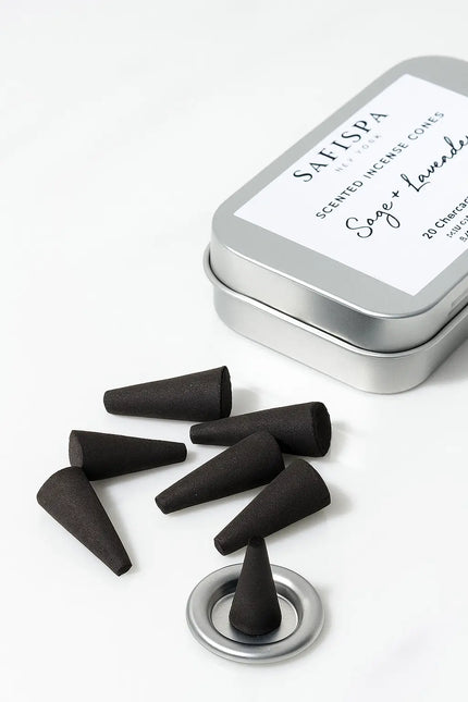 Hand-dipped charcoal incense cones, small-batch crafted for aromatherapy and home fragrance