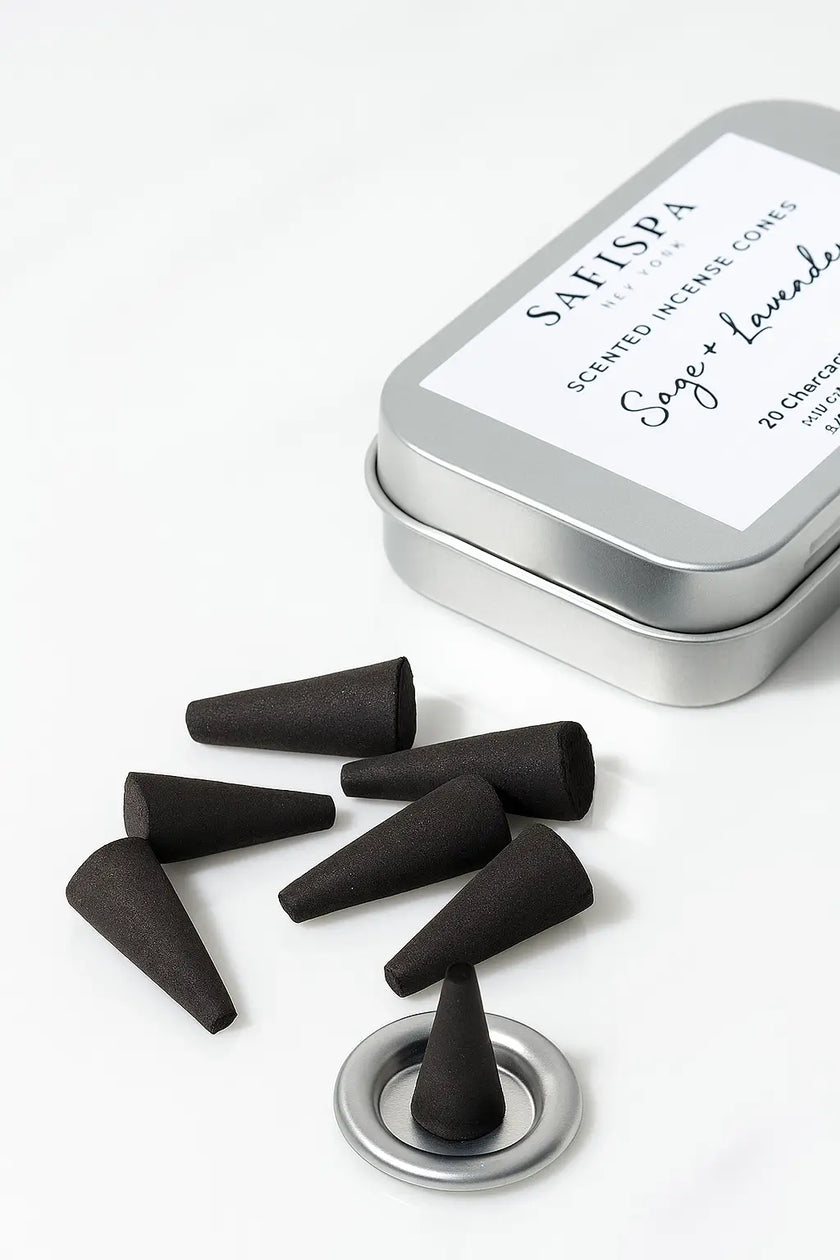 Hand-dipped charcoal incense cones, small-batch crafted for aromatherapy and home fragrance