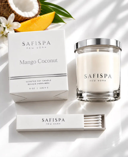 best mango coconut candle, scented luxury soy candle mango with coconut caribbean 