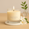 Jasmine Marie soy candle in glass jar – luxury 8 oz scented candle with floral fruity fragrance