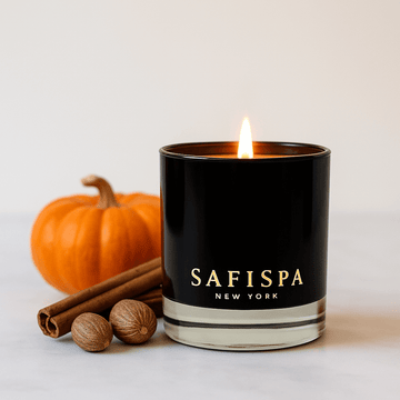 Pumpkin spice soy candle in glass jar with cinnamon and clove – SaFiSpa