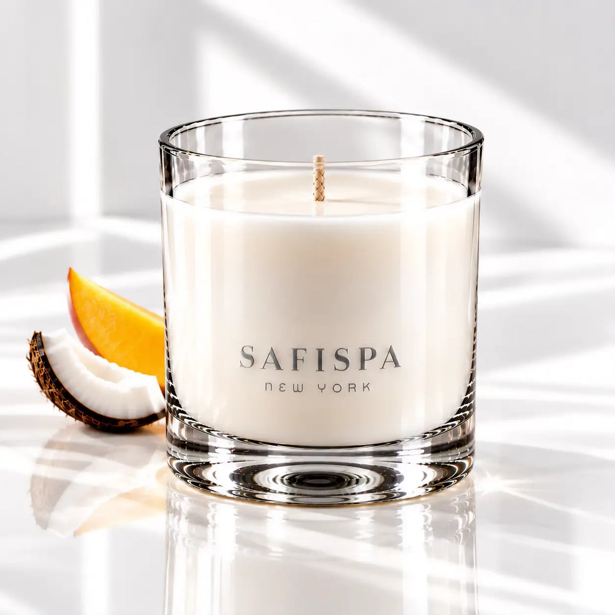 Mango Coconut Candle
Sunlit fruit. Creamy coconut. A soft, warm finish. Ripe mango opens with luminous brightness before melting into coconut milk, vanilla and a veil of musk