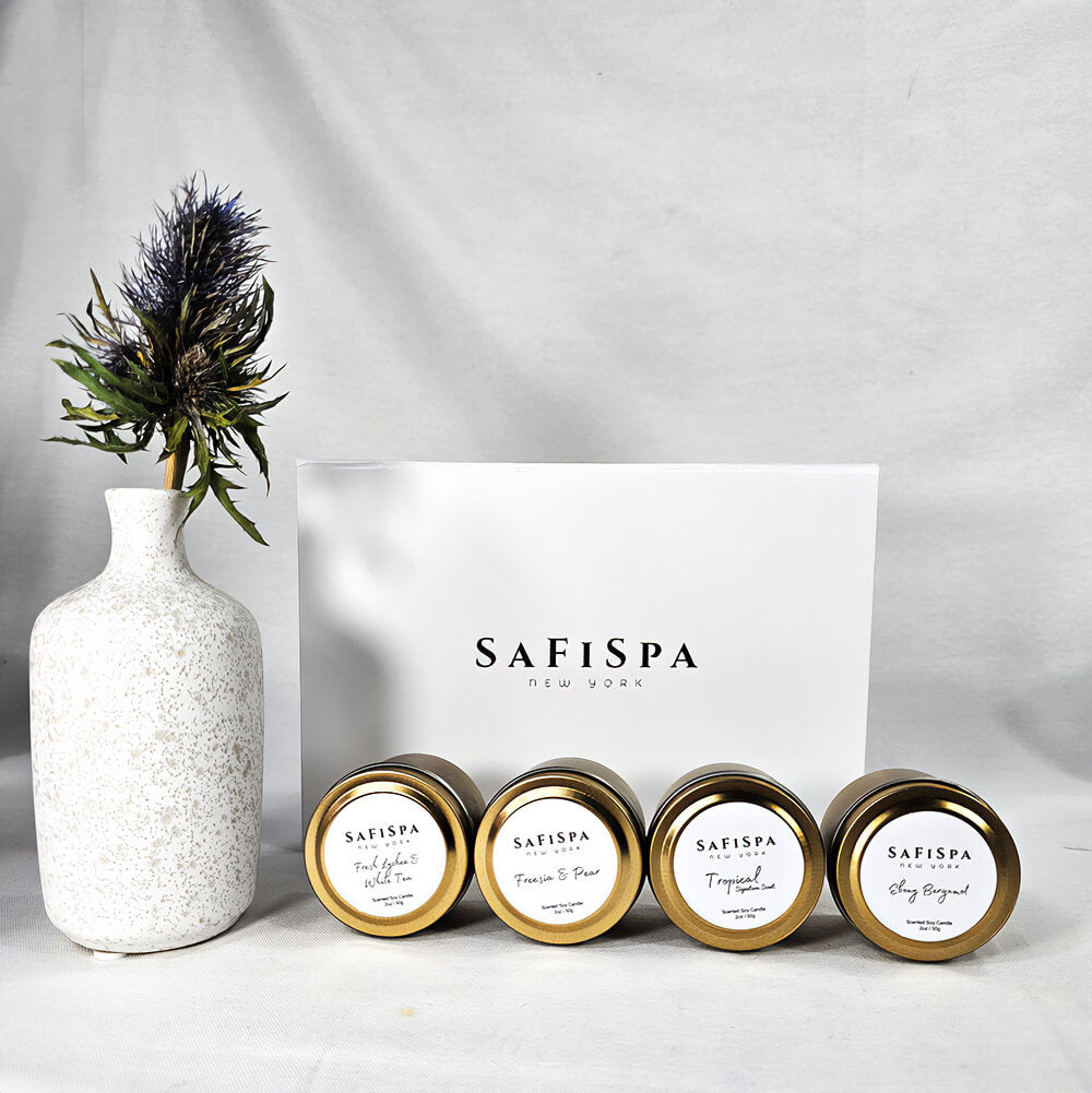 Mini Candle in Sandalwood. Experience the warm and inviting aroma of sandalwood in this luxurious SaFiSpa Mini Tin Candle.