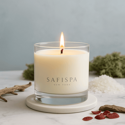 Luxury summer Sea Salt candle Clean Ocean Scent  Hand-Poured Soy Wax Elegant Glass Jar 