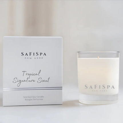 Tropical Luxury Soy Candle, Pineapple Coconut Scent. Beachy, uplifting tropical candle with clean, long-lasting burn.