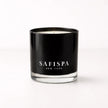 Luxury bergamot candle in black glass jar, clean-burning soy wax with fresh citrus fragrance