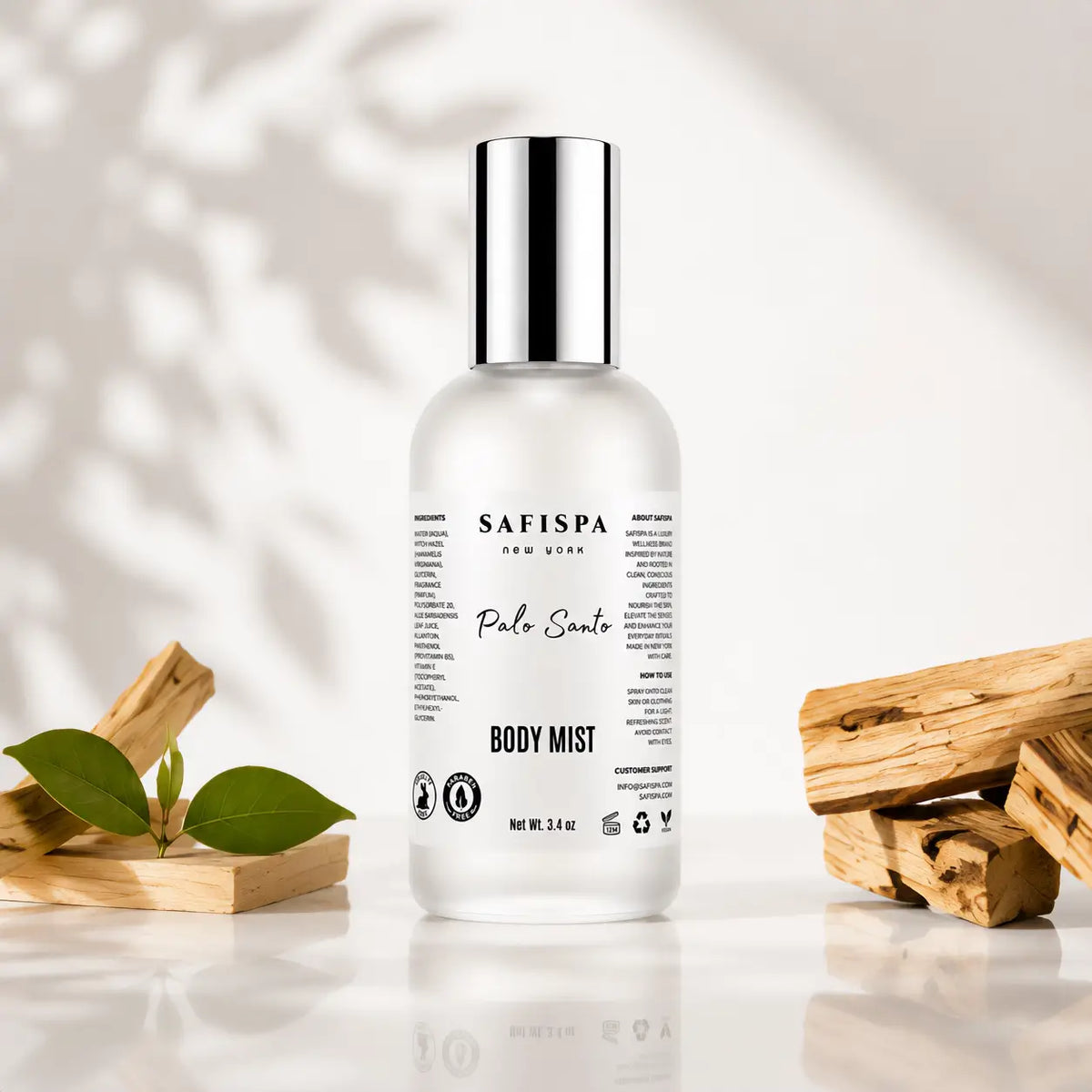 SaFiSpa Palo Santo body mist and fragrance body spray with Palo Santo wood, 3.4 oz