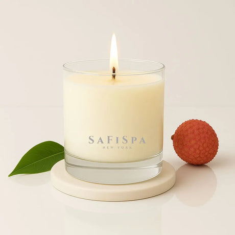 Fresh Lychee & White Tea Luxury Soy Candle — Spa Scented Candle. A bright, spa-inspired luxury candle that refreshes your space.