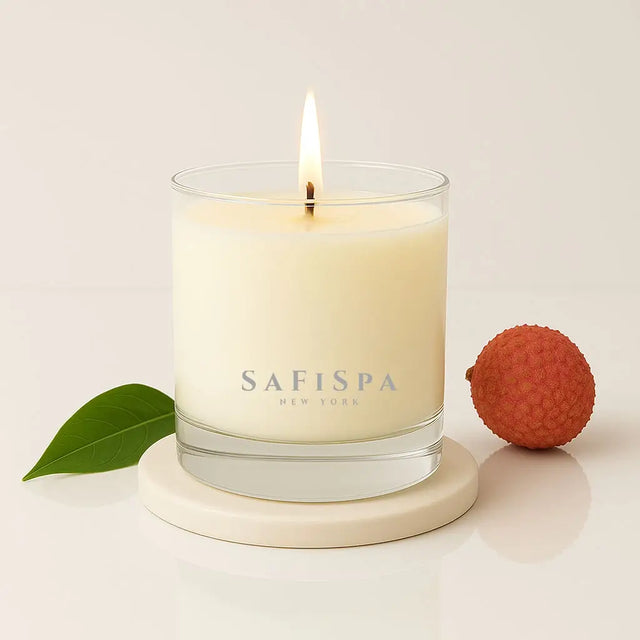 Fresh Lychee & White Tea Luxury Soy Candle — Spa Scented Candle. A bright, spa-inspired luxury candle that refreshes your space.