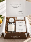SaFiSpa Tropical Signature luxury candle gift set with scented soy candle, white fragrance box and premium gift packaging