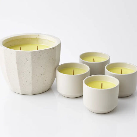 natural citronella candle for patios, gardens, and decks — soy wax with pure citronella essential oil and fresh pine or mint notes.