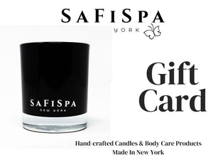 Luxurious Safispa Gift Card for Candles and Body Products.   Give the Perfect Gift of Relaxation with Safispa's Online