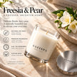 SaFiSpa Freesia & Pear soy candle with cotton wick, premium fragrance and 50+ hour burn time