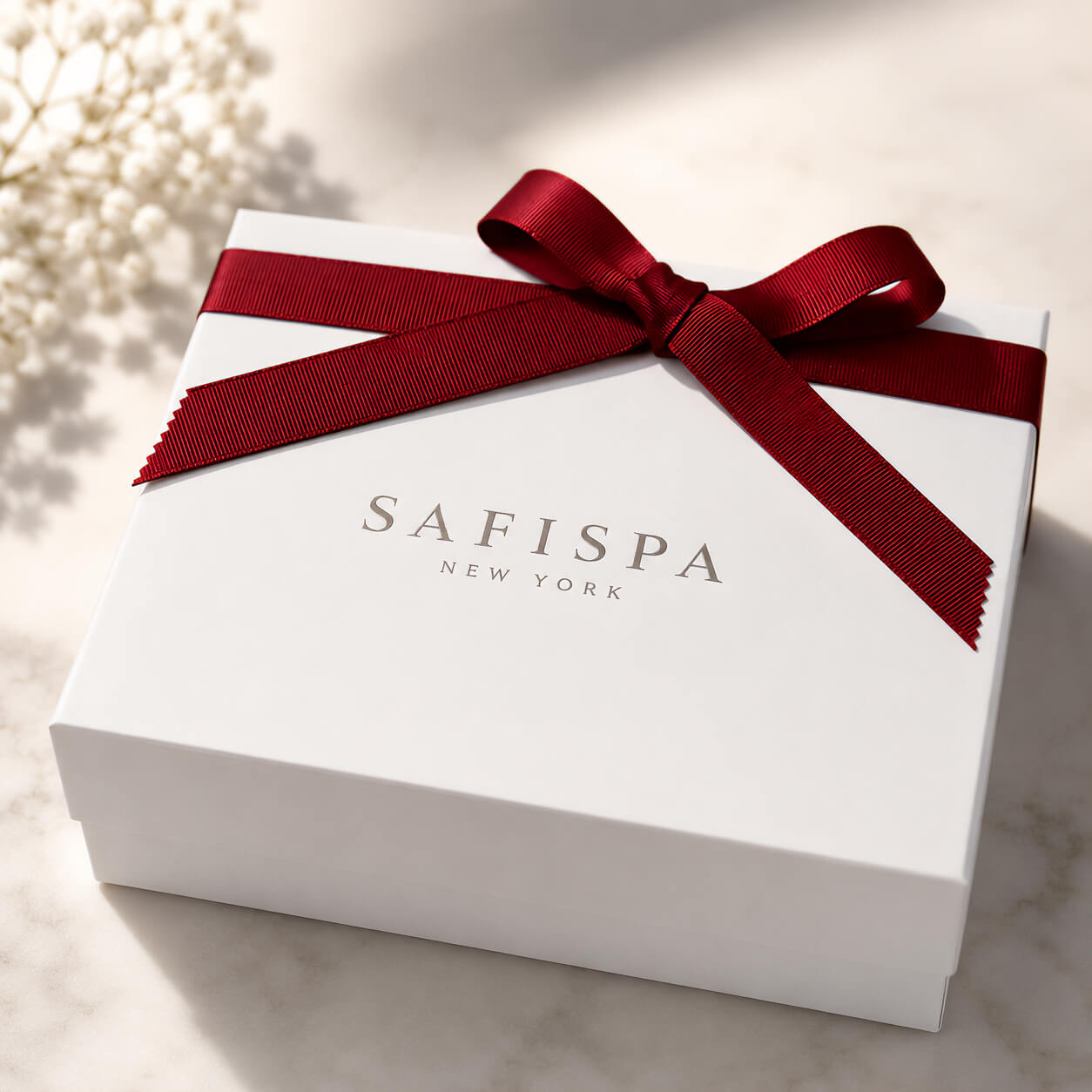 Close-up of a preserved rose and handcrafted soy candle in a luxury keepsake gift box by SaFiSpa New York, elegant home fragrance gift for anniversaries, birthdays and premium self-care.