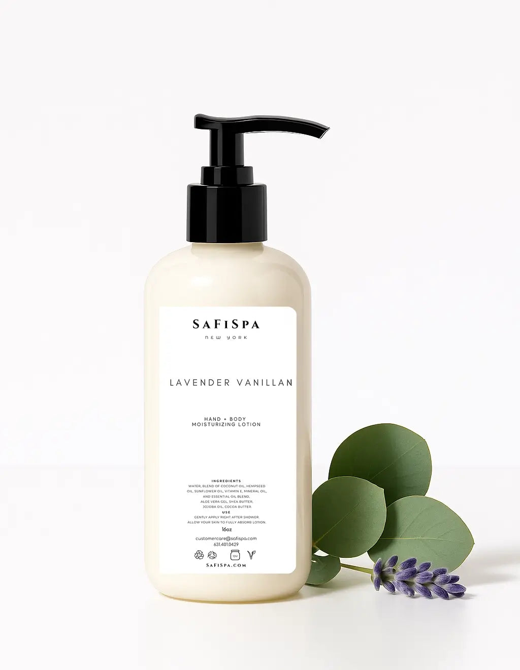 SaFiSpa Lavender Vanilla Body Lotion on skin – moisturizing, luxury body care with natural ingredients