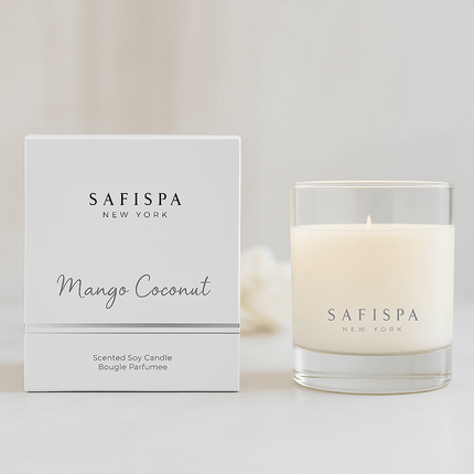 Shop  best luxury tropical mango coconut candle.  soy scented candle 