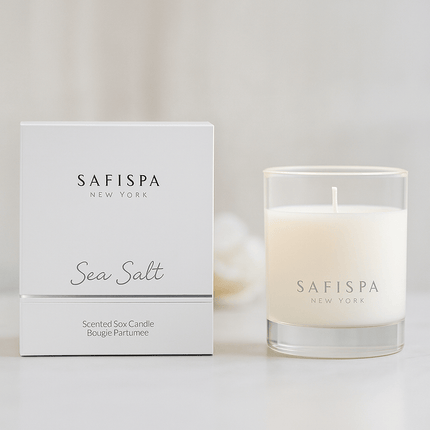 shop luxury sea salt candle self care gift , yoga and spa rituals for rejuvenation 