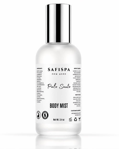 A warm, grounding unisex body mist for women and men, crafted with a refined Palo Santo-inspired fragrance, soft woods, clean musk and skin-conditioning ingredients