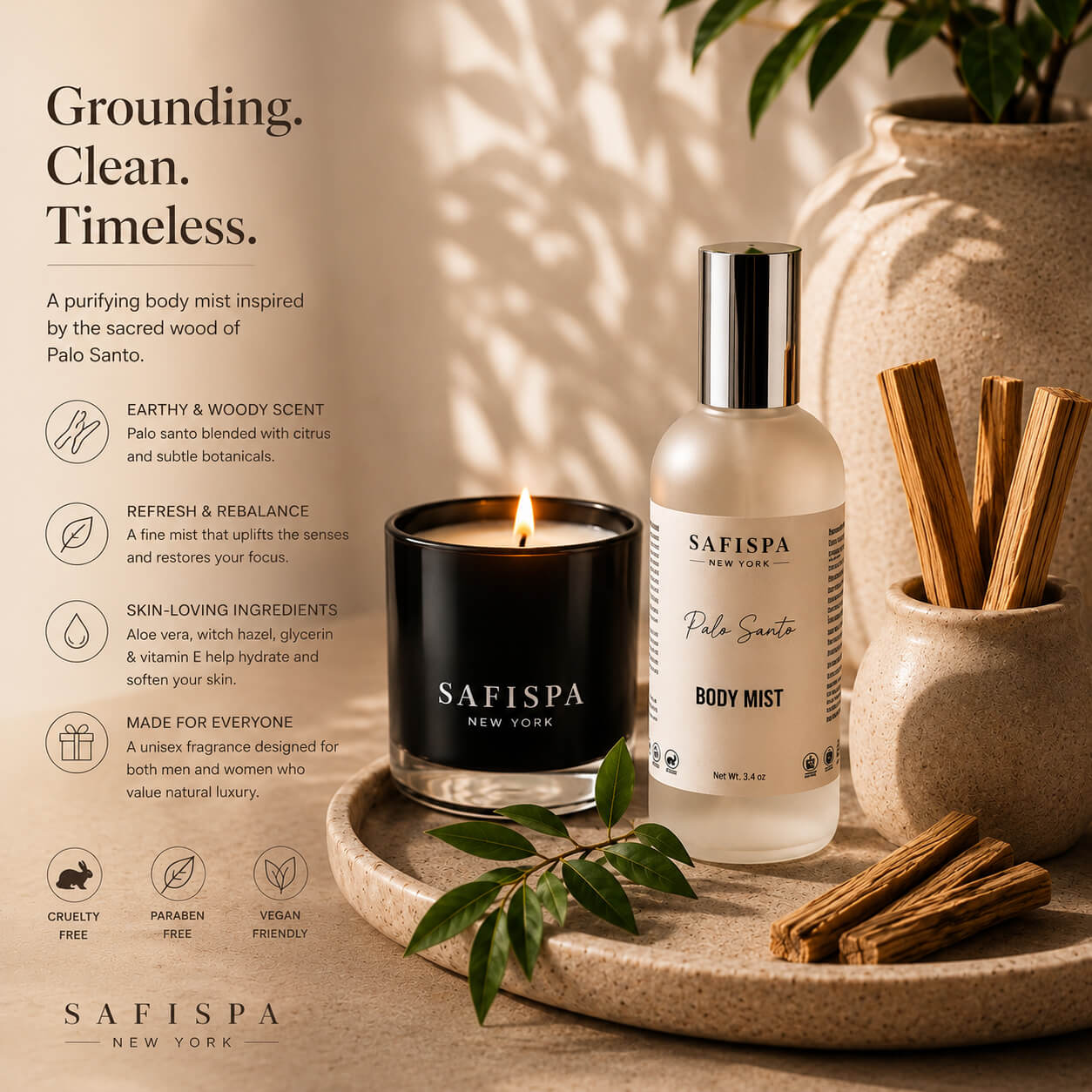 Luxury Palo Santo Body Mist for Women & Men | SaFiSpa