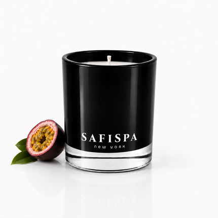 Best passion fruit scented candle in black glass jar 