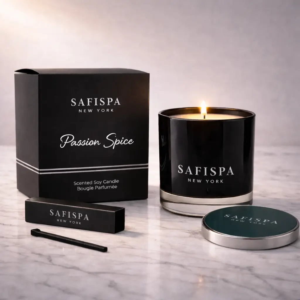 Passion fruit scented candle with a juicy, sun-ripened aroma that fills the room with warm tropical energy, crafted in natural soy wax for a clean, long-lasting burn.