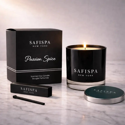 Passion fruit scented candle with a juicy, sun-ripened aroma that fills the room with warm tropical energy, crafted in natural soy wax for a clean, long-lasting burn.