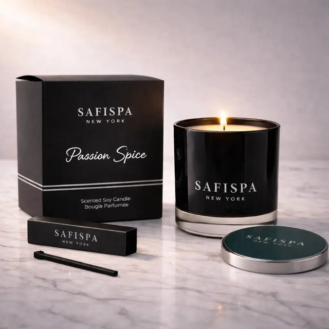 Passion fruit scented candle with a juicy, sun-ripened aroma that fills the room with warm tropical energy, crafted in natural soy wax for a clean, long-lasting burn.