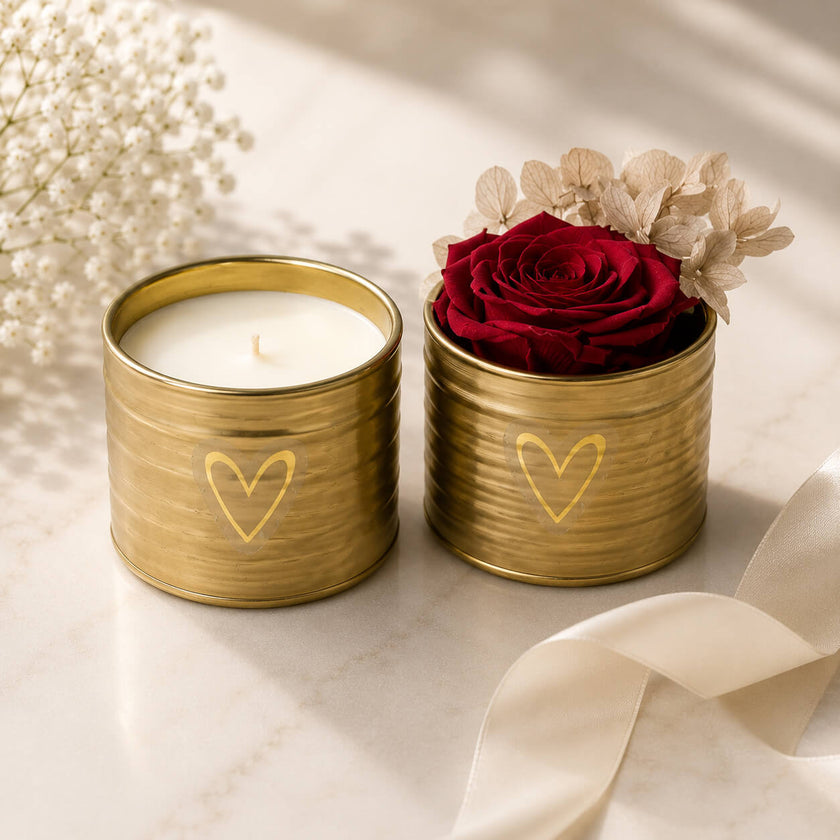 Luxury white candle gift box with elegant red ribbon by SaFiSpa New York, premium handcrafted home fragrance gift set for birthdays, weddings, holidays and special occasions.