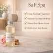 SaFiSpa Belle Rose reed diffuser oil with long lasting fragrance natural essential oil blend flame free home scent and luxury aromatherapy benefits