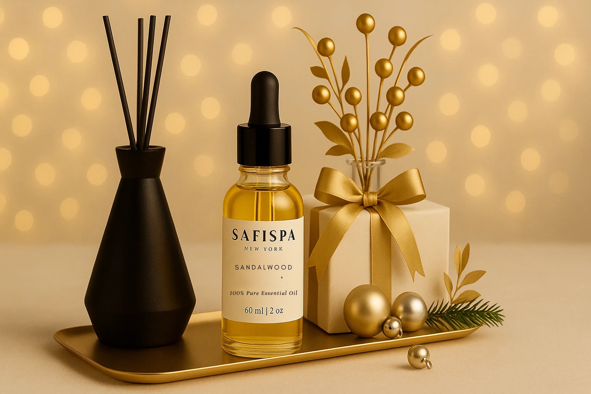 shop holiday gift SaFiSpa’s aromatherapy collection with pure essential oils, reed diffuser oils, and soy wax melts that bring calm, balance, and relaxation to your space