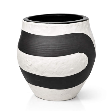 Extra large black and white ceramic candle vessel with modern handcrafted design from SaFiSpa bespoke candle collection for premium home decor