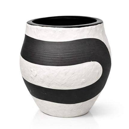 Extra large black and white ceramic candle vessel with modern handcrafted design from SaFiSpa bespoke candle collection for premium home decor