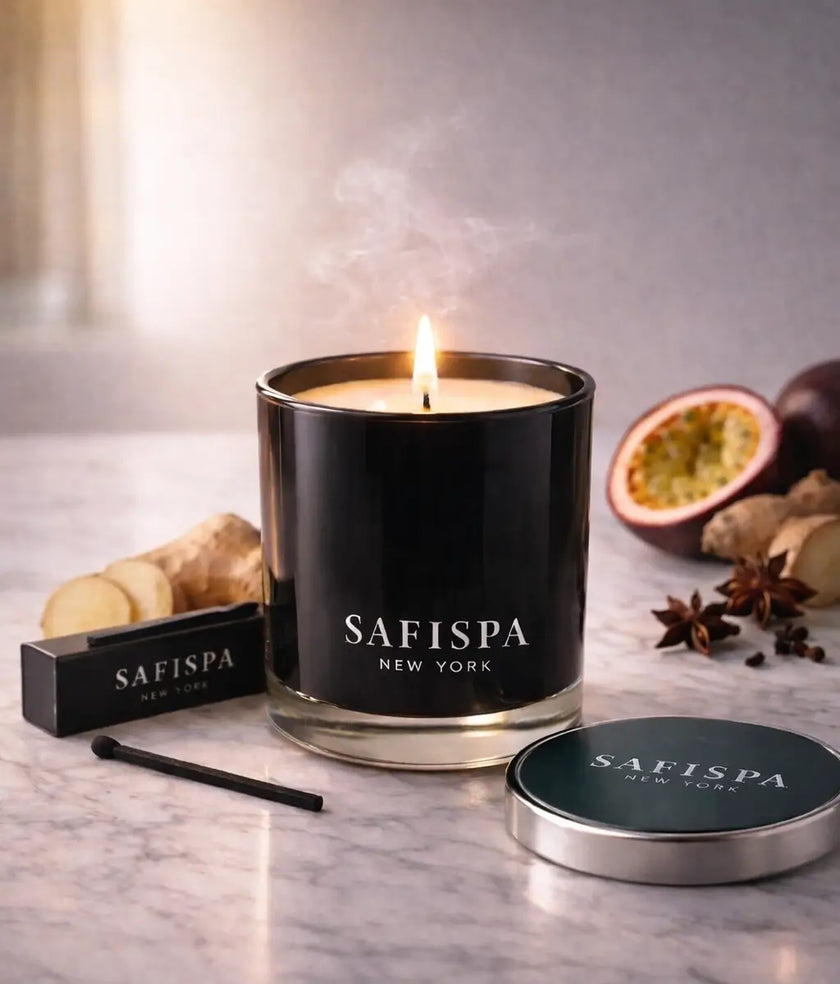 Best passion fruit candle made with natural soy wax, bold tropical scent, strong fragrance throw, and elegant minimalist design for luxury living spaces.
