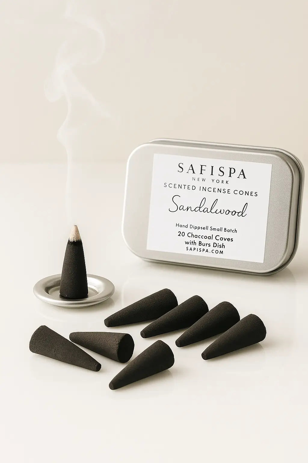 sandalwood charcoal incense cones hand dipped luxury by safispa
