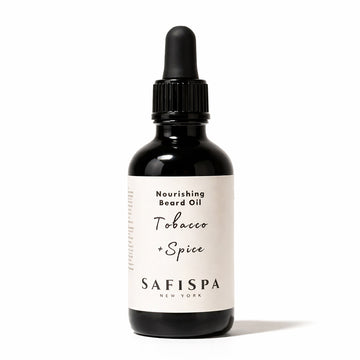 SAFISPA Tobacco and Spice Beard Oil 2oz luxury nourishing beard oil bottle on white background