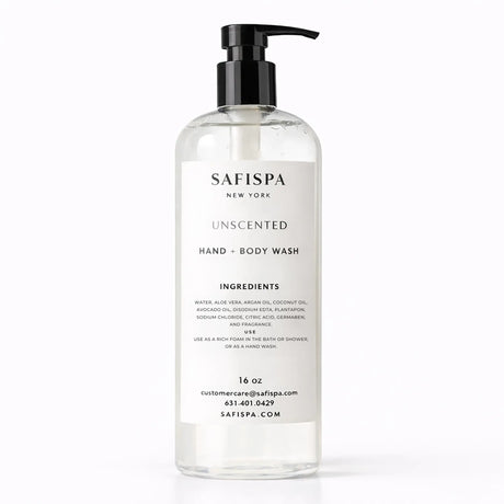 SaFiSpa Unscented luxury hand and body wash gentle cleanser for sensitive skin