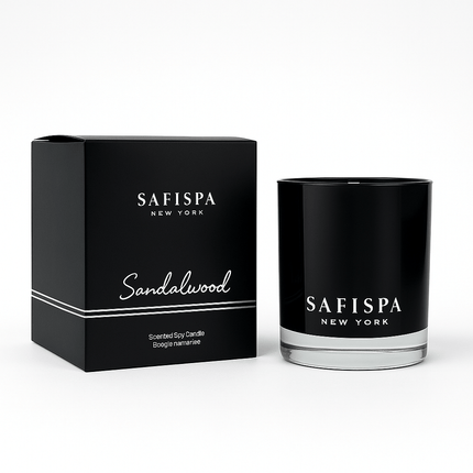 best sandalwood candle.  Safispa Sandalwood Candle: Luxurious soy candle featuring warm sandalwood, invigorating saffron, and delicate orchid for deep relaxation