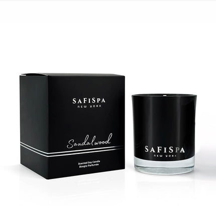 best sandalwood candle.  Safispa Sandalwood Candle: Luxurious soy candle featuring warm sandalwood, invigorating saffron, and delicate orchid for deep relaxation