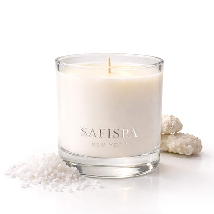 Sea Salt candle by SaFiSpa New York luxury soy candle with fresh ocean breeze scent inspired by coastal air and clean marine fragrance
