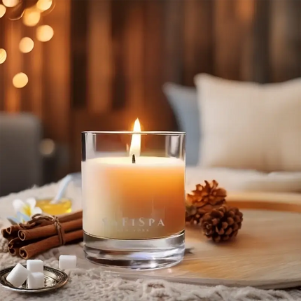 Vanilla Essence Candle by Safispa: Indulge in the warm, comforting aroma of cinnamon, sugar, and creamy vanilla.