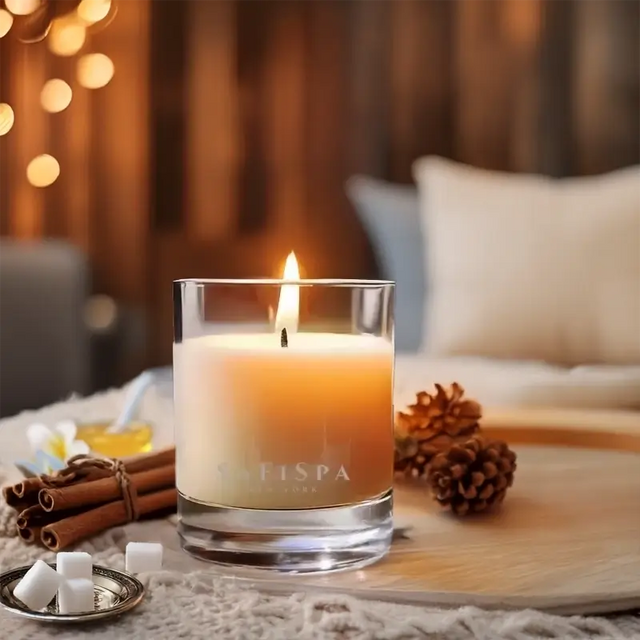 Vanilla Essence Candle by Safispa: Indulge in the warm, comforting aroma of cinnamon, sugar, and creamy vanilla.