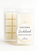 Sandalwood Soy Wax Melts by SaFiSpa in warm amber-brown pack